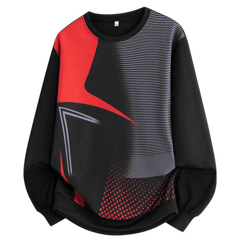 Men s Abstract Geometric Gradient Print Crew Neck Sweatshirt - Casual Loose Fit Long Sleeve Graphic Pullover M красный