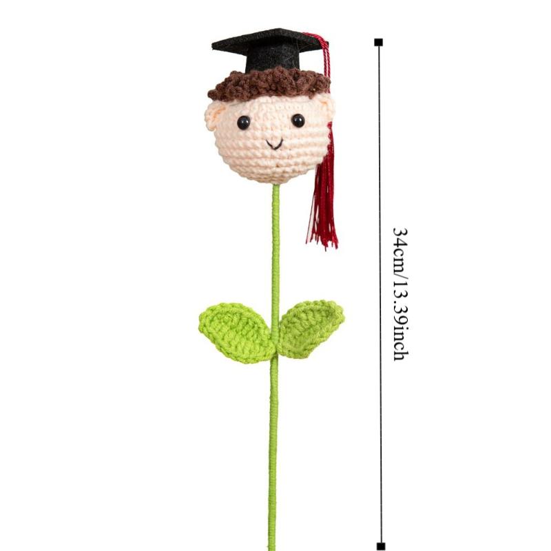 Hand Woven Yarn Graduation Knitted Flower Artificial Woven Crochet Flower Bouquet  Home Decor