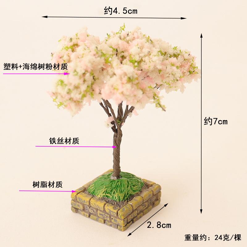 Doll House Mini Garden Simulation Cherry Blossom Willow Tree Landscaping Plant Ornaments Micro Landscape Sand Table Scene Prop Model