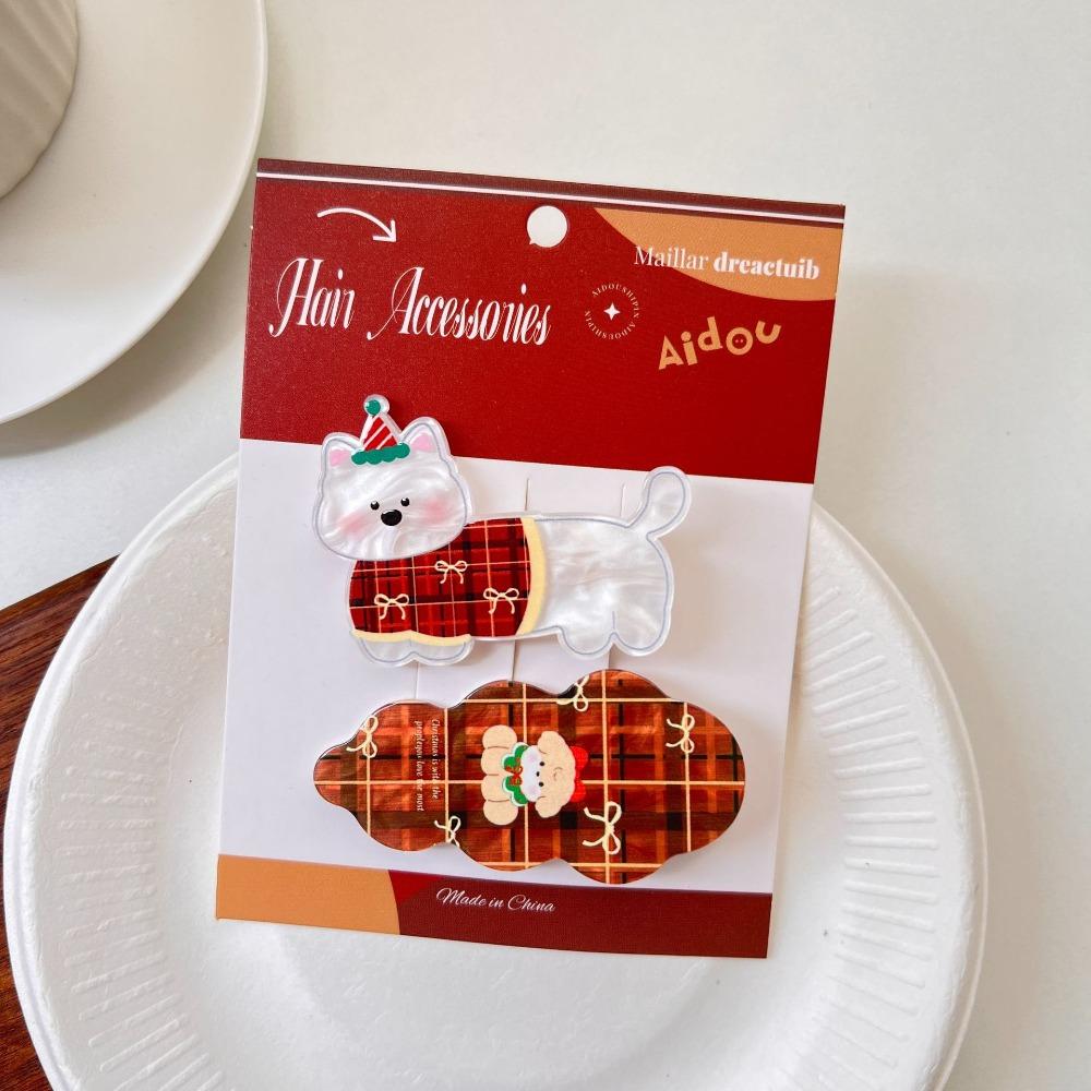 

Kitty Puppy Side Clip Cartoon Christmas Hair Clip Gift Acrylic Cat Hair Clip Party Style A