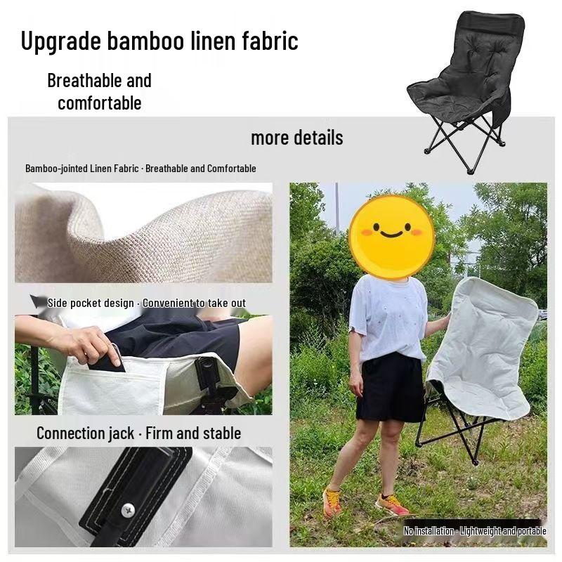 Portable High-Back U-Shaped Folding Moon Chair for Outdoor Leisure and Camping