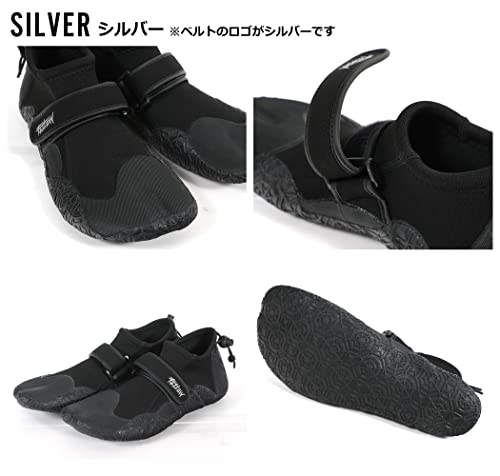 FELLOW Reef Boots, 2.5mm, Surf Boots, Marine Shoes, Water Shoes, Men's, Women's, Juniors, Silver, Size 23cm