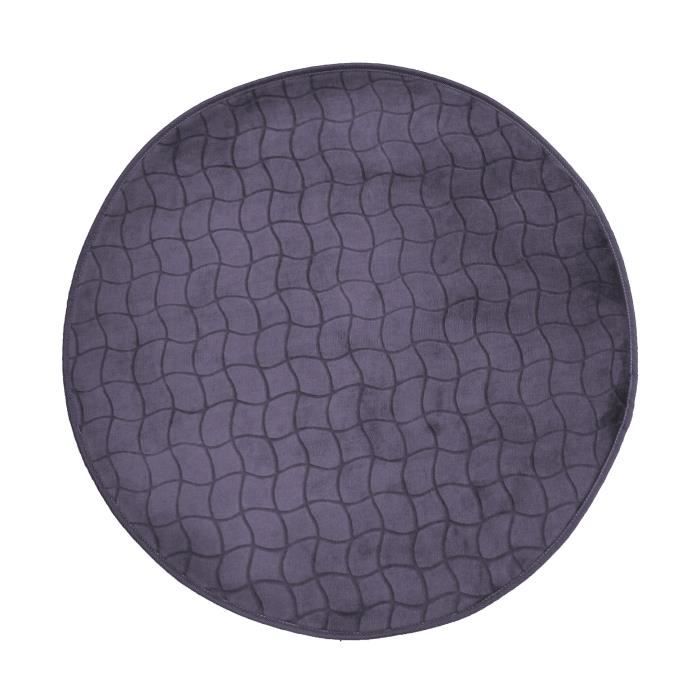 Tapis - LINGE DES DOMES - Tapis Rond 90 Cm - Velours Uni - Couleur Tomette - Anthracite