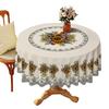 New Imitation Embroidery Pvc Round Tablecloth Ethnic Style Waterproof Oilproof Heatproof Washable Durable Decorative Tablecloth