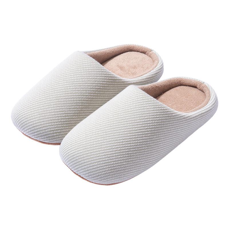 Japanese Home Minimalist Cotton Slippers Men Women Autumn Winter Indoor Silent Soft Sole Anti Slip Floor Slippers