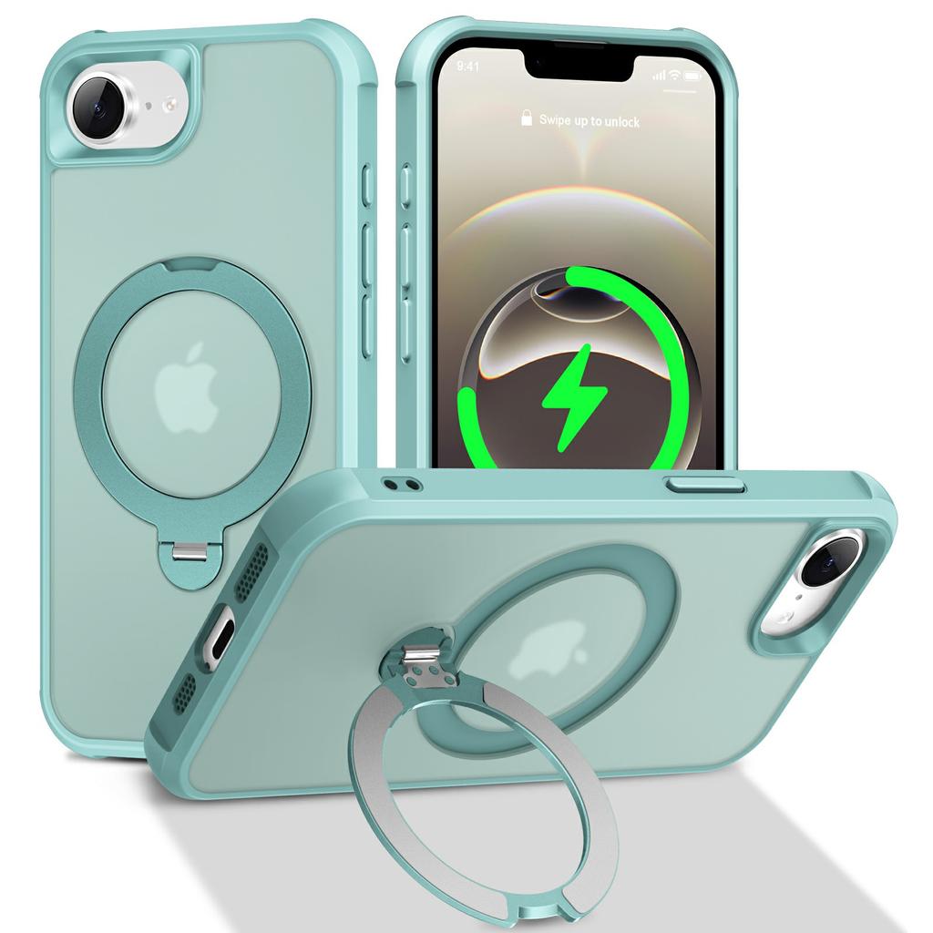 For iPhone 16e Case Compatible with MagSafe Rotatable Kickstand TPU+PC Shockproof Phone Cover