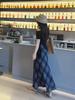Women's Retro Blue Plaid Fishtail Skirt - Artistic Slimming Summer Style