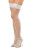 White Fishnet Stockings Self-Adhesive Seam and Garter Effect Lace Dg0001 Wht