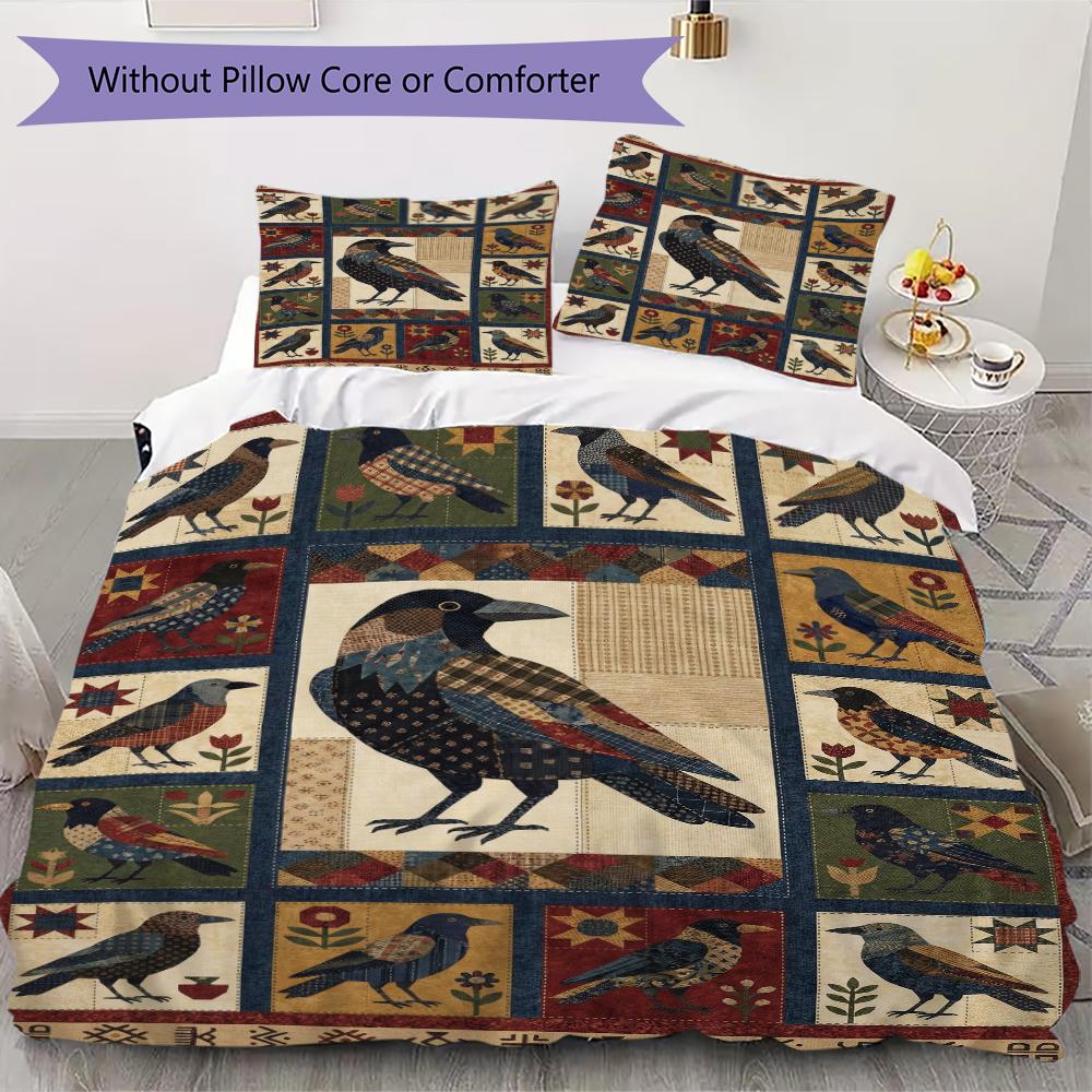 Crow Decoration Pattern Bedding Uilt Set Uilt Cover Pillowcase Home Decoration Birthday Gift (1 * Duvet Cover + 2 * Pillowcase  Without Core)52