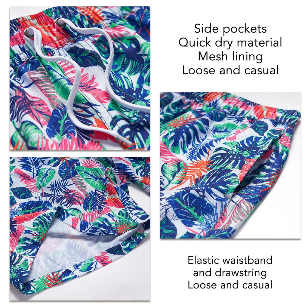 Men Swim Shorts Elastic Drawstring Mesh Lining Side Pocket Quick Dry Men S Bathing Suit for Party Beach Surfing Blue L
