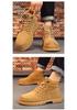Men's Extra Large Yellow Martin Boots - Autumn/Winter Wear-Resistant Top Layer Cowhide Work Boots