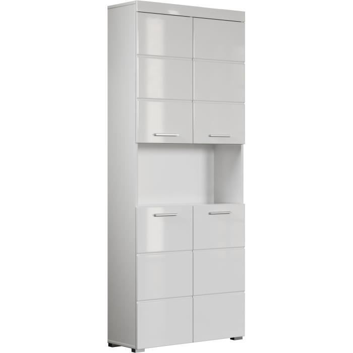 Bathroom Cabinet Double Column - 4 Doors + 1 Niche - L73 X D31 X H190 Cm - White - AMANDA