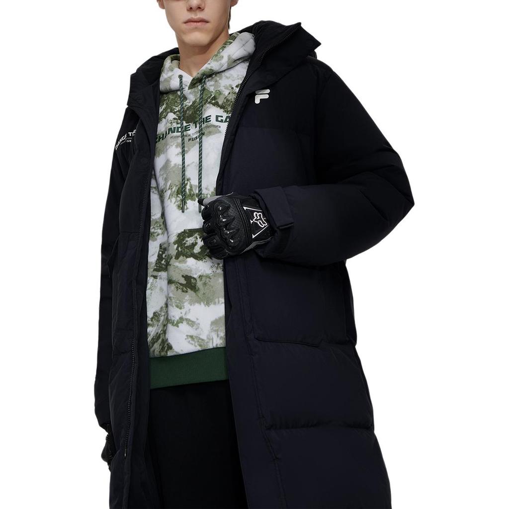 Fila Fusion X Fashion Casual Long Bread Hooded Down Jacket Men Outerwear Black T11M341910F-BK