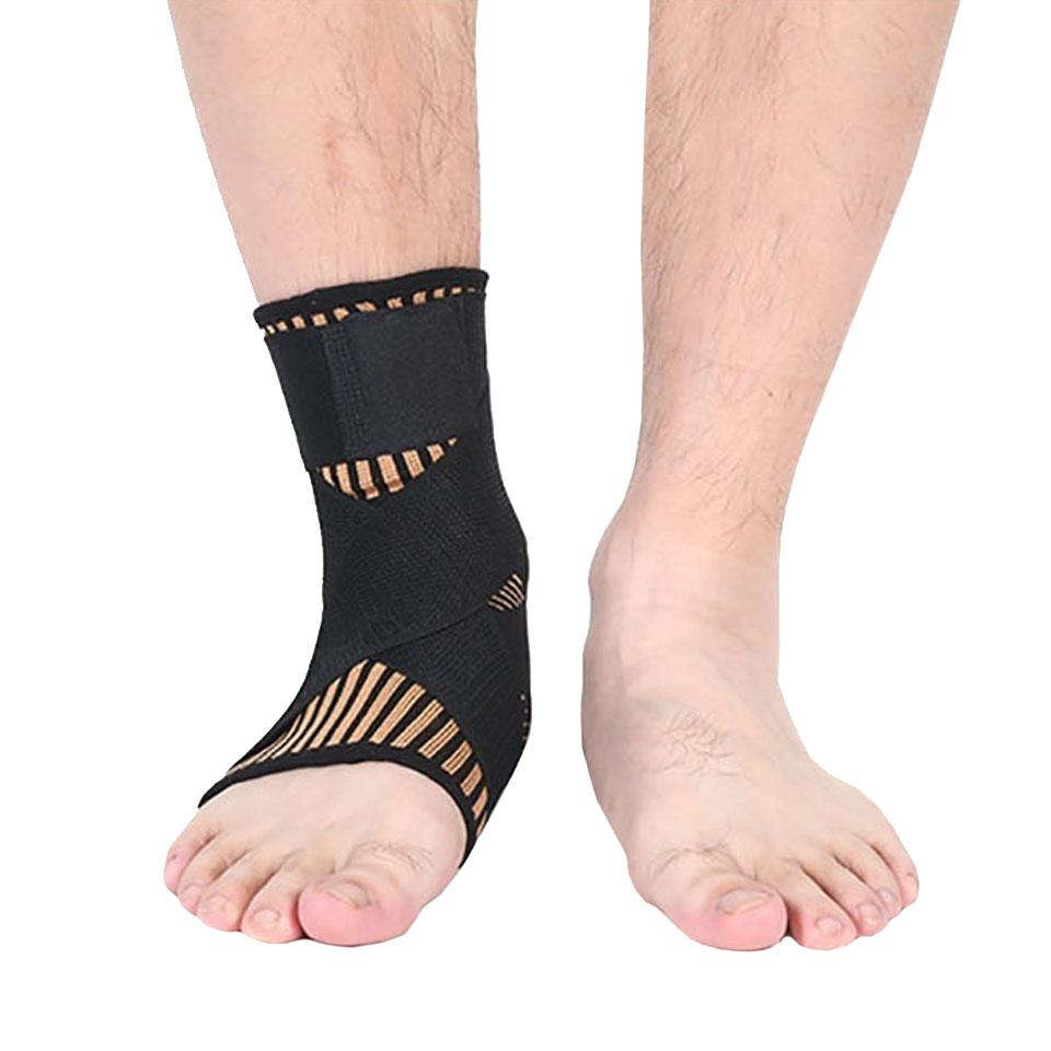 1Pcs Copper Ion Ankle Brace Adjustable Knitted Ankle Brace Compression Strap Fitness Cycling Running Copper Fiber Ankle Brace