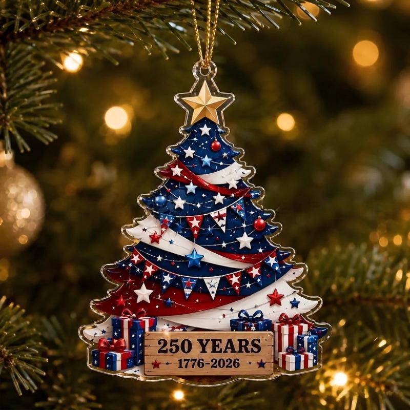 Patriotic Theme Acrylic Christmas Ornaments for the 250th U.S. Anniversary