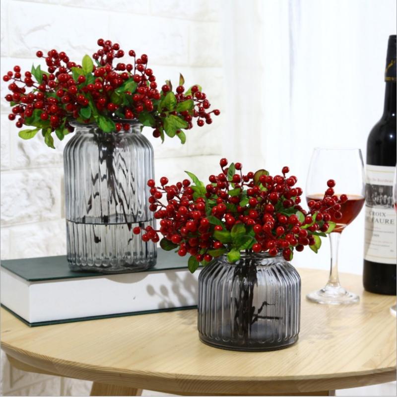 3Pcs Mini Artificial Berry Flower Christmas Fruit Fake Berry Simulation Foam Flower Decoration Wedding Family Table Arrangement