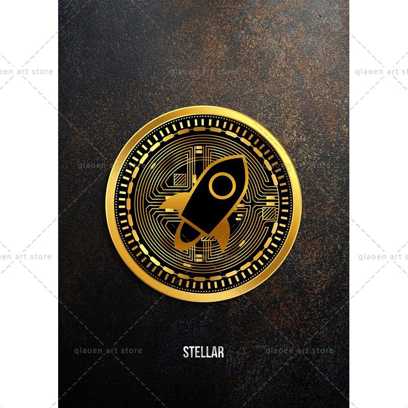 Abstract Golden Bitcoin Monero Cardano Canvas Painting Nordic Modern Wall Art Poster Print Pictures for Room Interior Home Decor