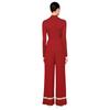 Womens Worship Dance Romper Long Sleeve Back Zip Up Shiny Sequin Ruffled Mesh Trim Wide Leg Pants Jumpsuit