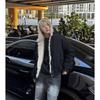 Mens Winter Hooded Cotton Puffer Jacket Solid Color Loose Fit Warm Casual Coat