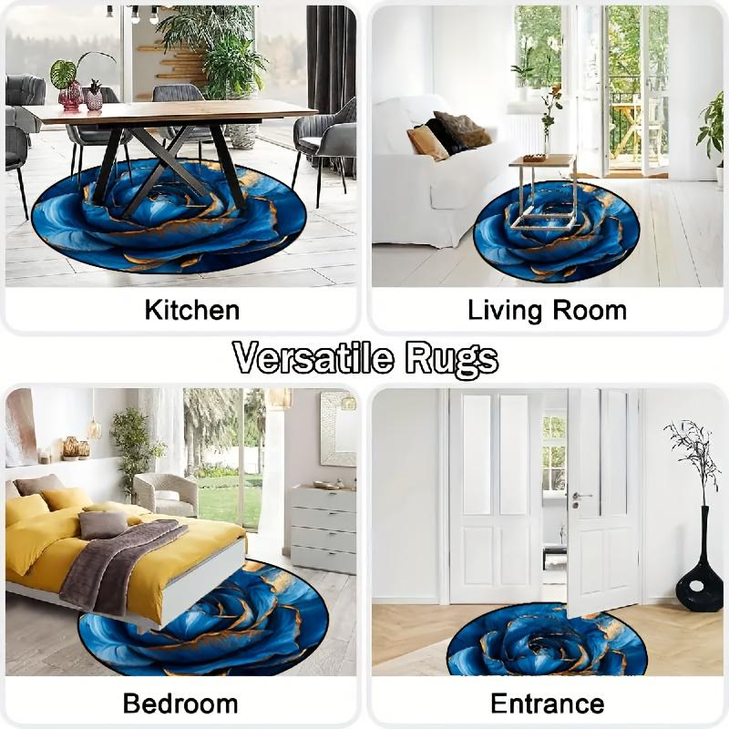 1Pcs Modern Minimalist Round Carpet Soft Non-Slip Decorative Doormat 2D Print Washable Area Rug for Entryway Home Office Yard