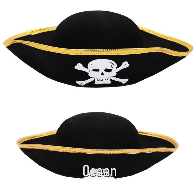 Chapeau de Capitaine Pirate Tête de Mort - Accessoire de Cosplay Mascarade d'Halloween