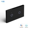 Flush Mounted Double Smart Home Light Switch Black White Tempered Glass Wifi 2.4GHz Wall Switch Neutral Wire or Capacitor