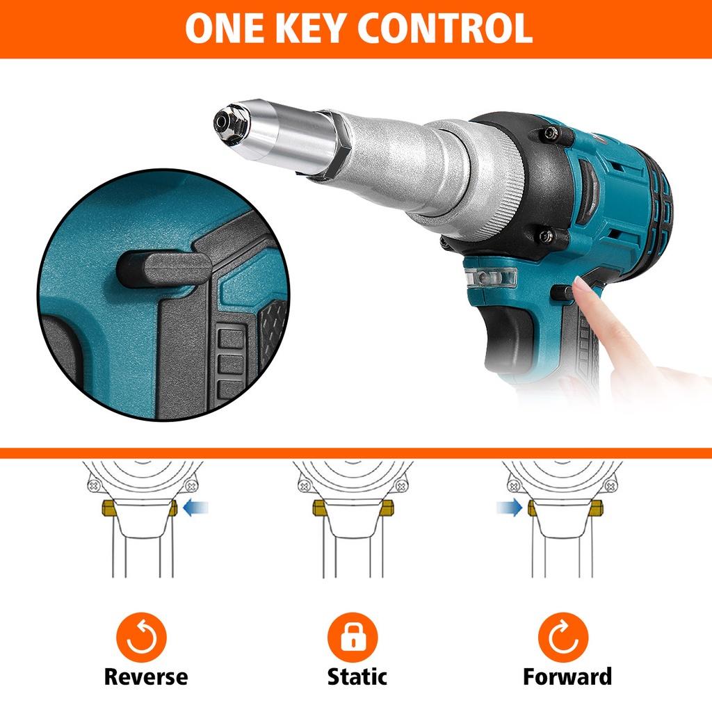 21V Brushless Electric Riveter Guns 7500mAh 2.4-4.8mm Cordless Rivet Nut Guns W/ 7500mAh Li-ion Battery Rivet Tool