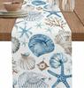 Ocean Shells Conch Starfish Coral Linen Table Runners Dresser Scarves Decor Reusable Kitchen Dining Table Runner Party Decor