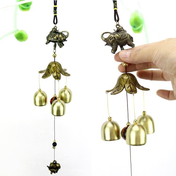 Metal Copper Wind Chime Copper Yard Garden Decoration Bell Feng Shui Pendant Town Lucky Fish Elephent Money Shop Doorbell Gift