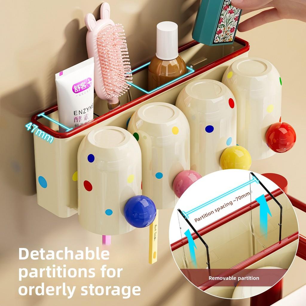 Magnetic Toothbrush Holder With Cups For Bathroom Wall Storage