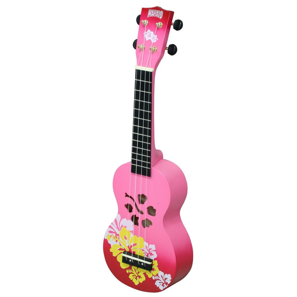 MAHALO UKULELE Designer Series Hibiscus Soprano MD1 HB Red Burst