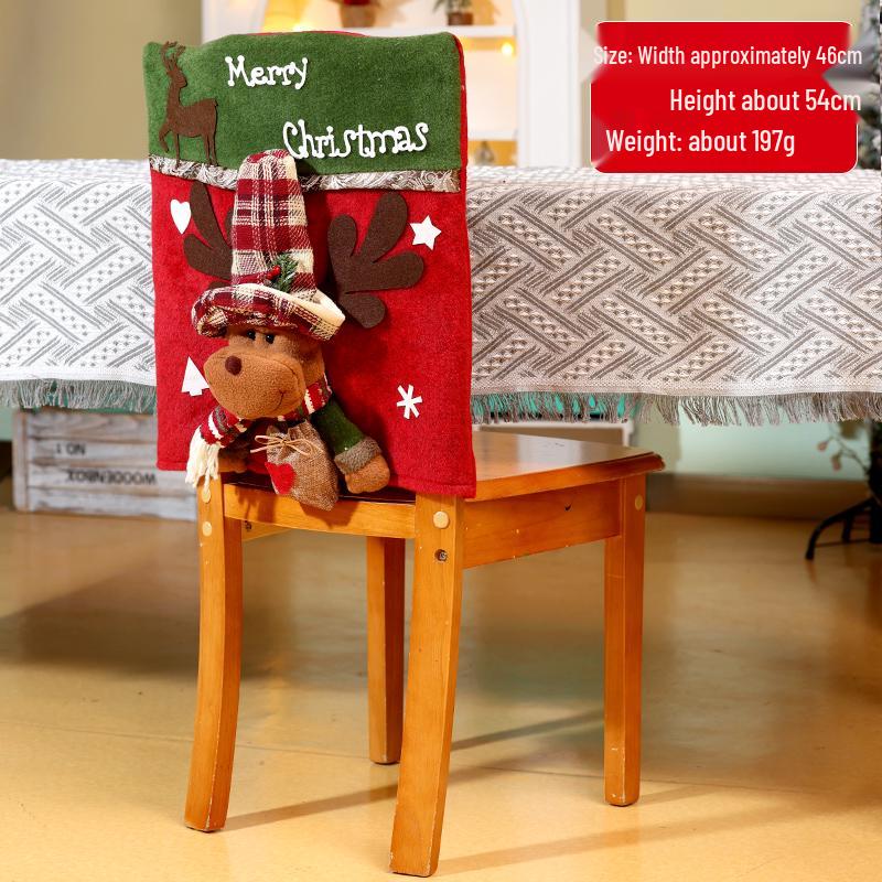 Cartoon Christmas Chair Covers: Santa, Snowman, Reindeer - Perfect for Home, Dining, Hotel, and Restaurant Decor