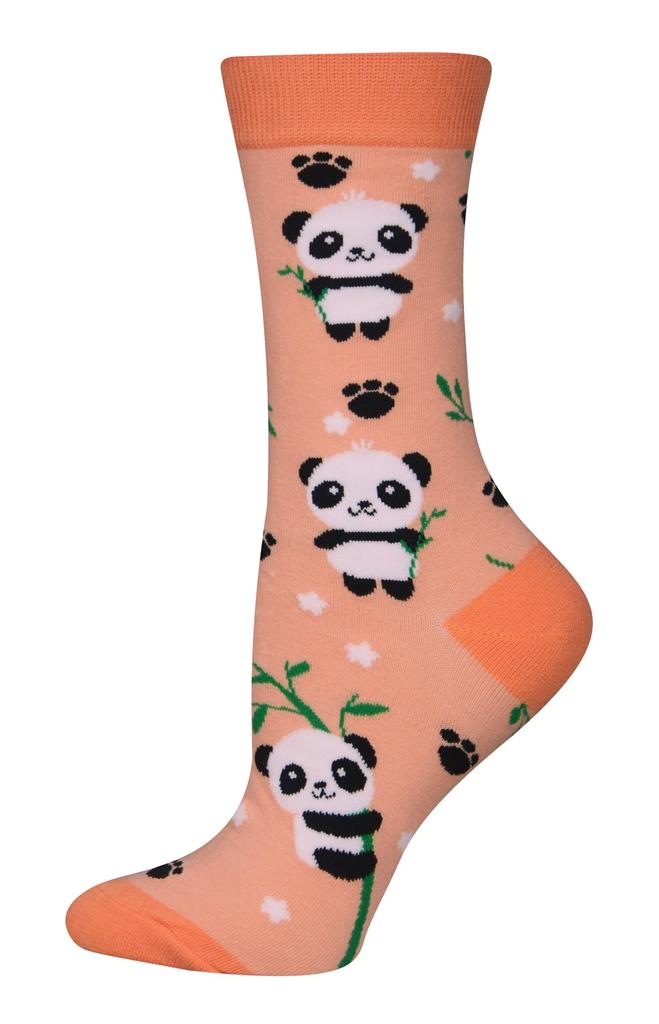 Cansok Women's Panda and Bamboo Cotton-Blend Socks, 4 Pairs, 22.5-25 cm