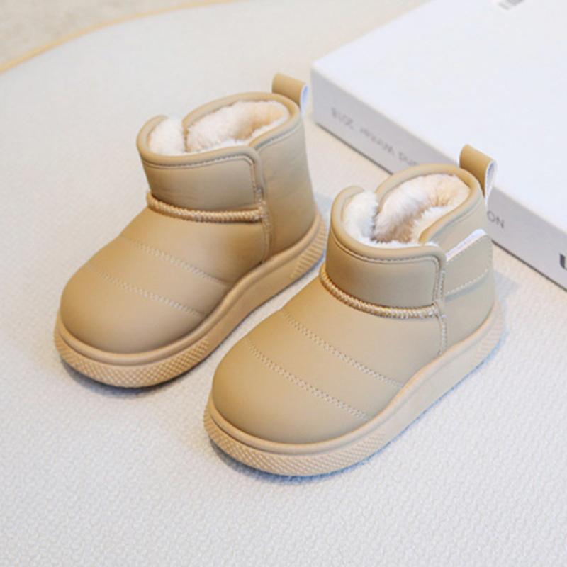 Children's snow boots, winter boys' short boots with thick fleece, girls' cotton boots, warm baby cotton shoes