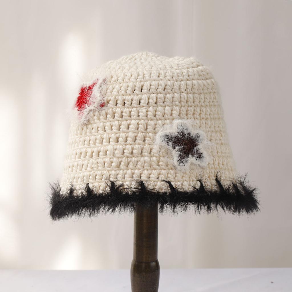 New Star Colorful Fringe Woolen Hat Women's Autumn and Winter Cute Handmade Plush Hat Knitted Fisherman Bucket Hats
