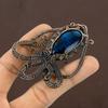 Octopus Blue Labradorite Handmade Copper Wire Wrap Pendant 3.35" D1G72
