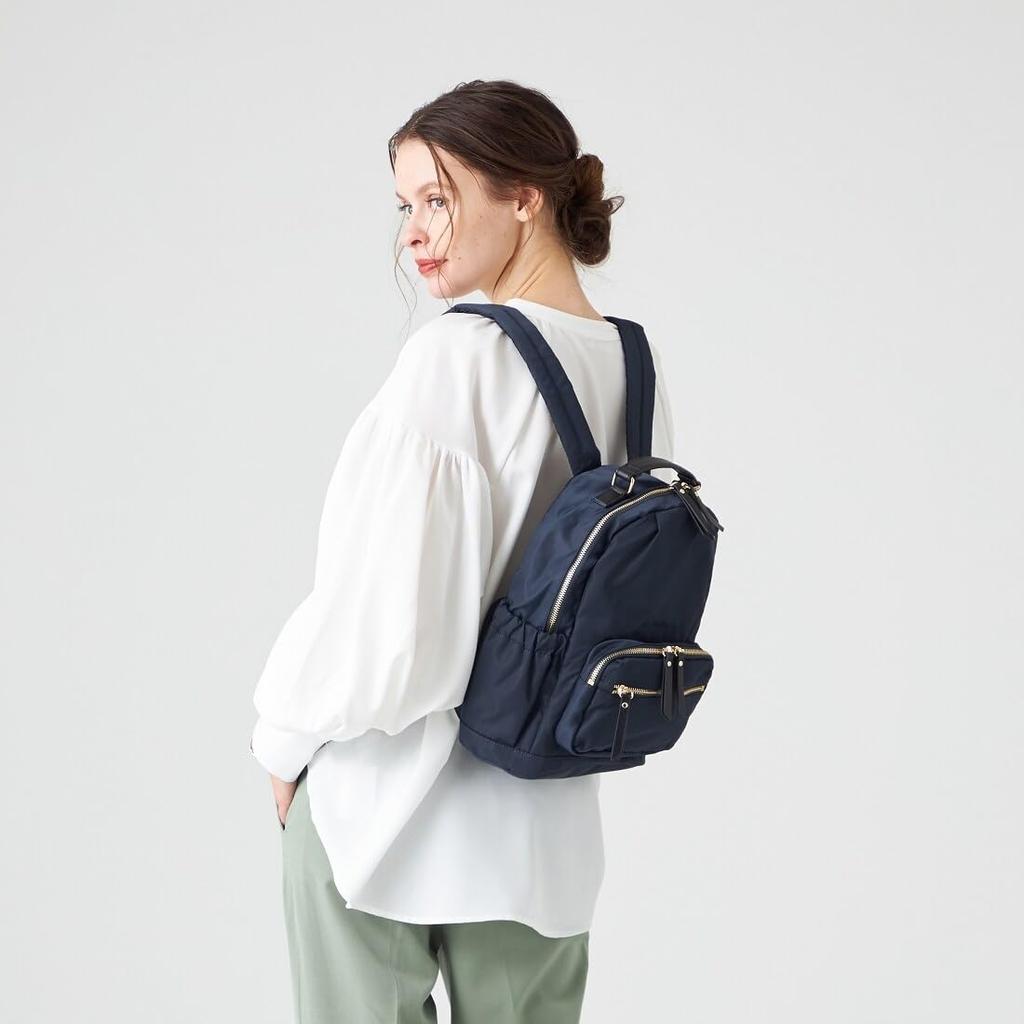 Monica 13-Taschen Nylon-Rucksack, Klein, MONI1058, Schwarz (10)