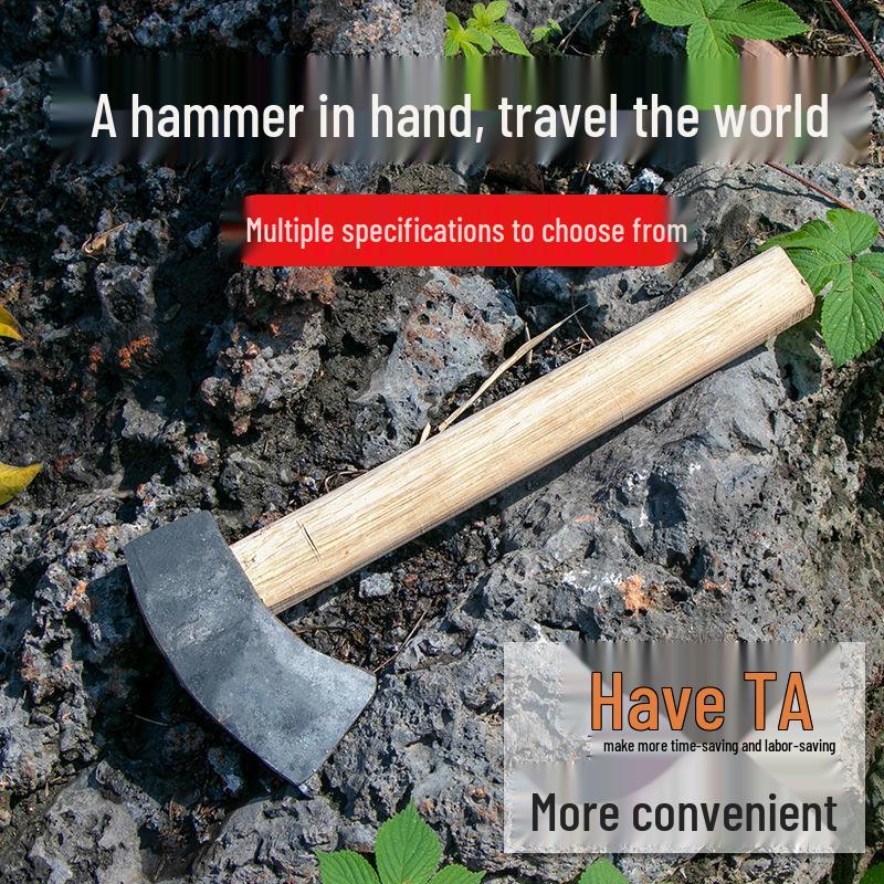 Mason's Hammer Set: Square and Flat Head, Pointed Head, Forged Iron, Round Head for Mining.