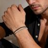 Vnox Zweilagige Armbänder für Herren, Zweifarbig Schwarz und Silberfarbene Edelstahl-Fuchsschwanz-Kettenarmband, Trendiges Schmuckgeschenk