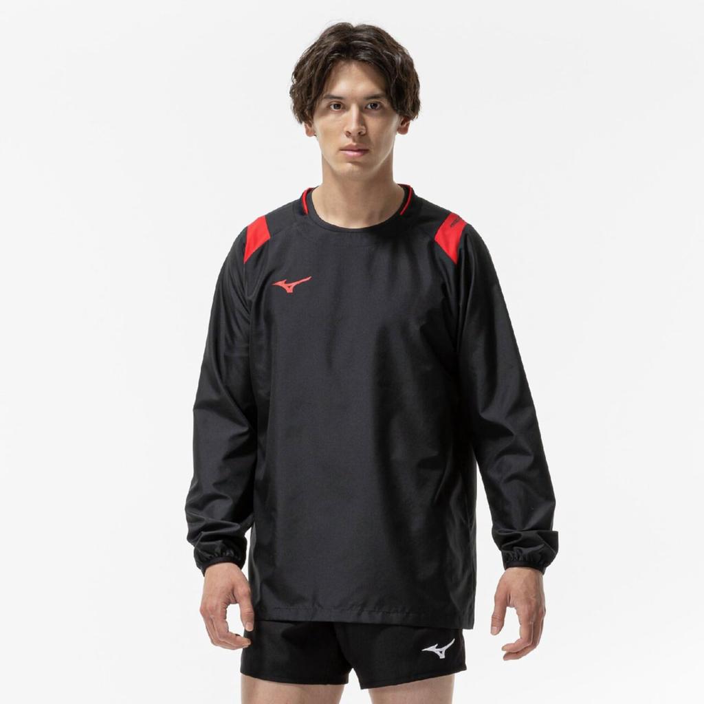 Volleyball wear BASIC short-sleeved training top V2MEC531 Unisex Black x Chinese Red M