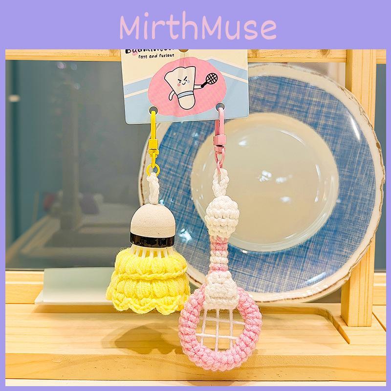 Pendant Crochet Badminton With Racket Keyring In Plush Material For Bag Decor