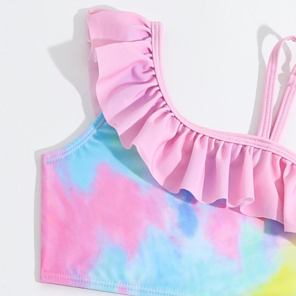 Maillot de bain deux pièces arc-en-ciel 2024 pour filles - Maillot de bain à la mode style robe de princesse pour enfants