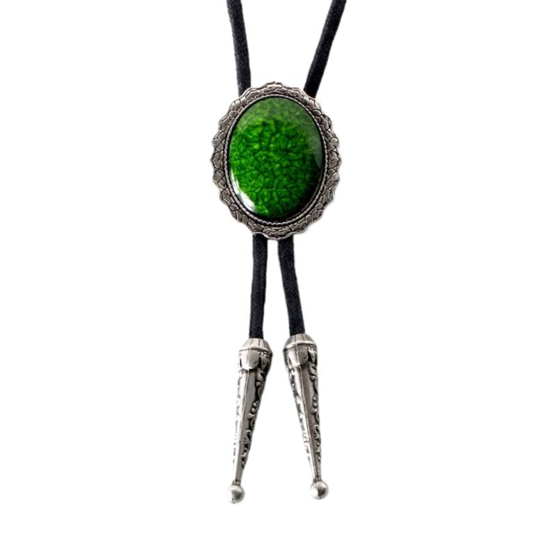

Gem Bolo Tie Women Men Unisex Vintage PU Leather Necktie Adult Rope Necklace Jewelry Adult Rodeos Tie Neck Bolo Tie