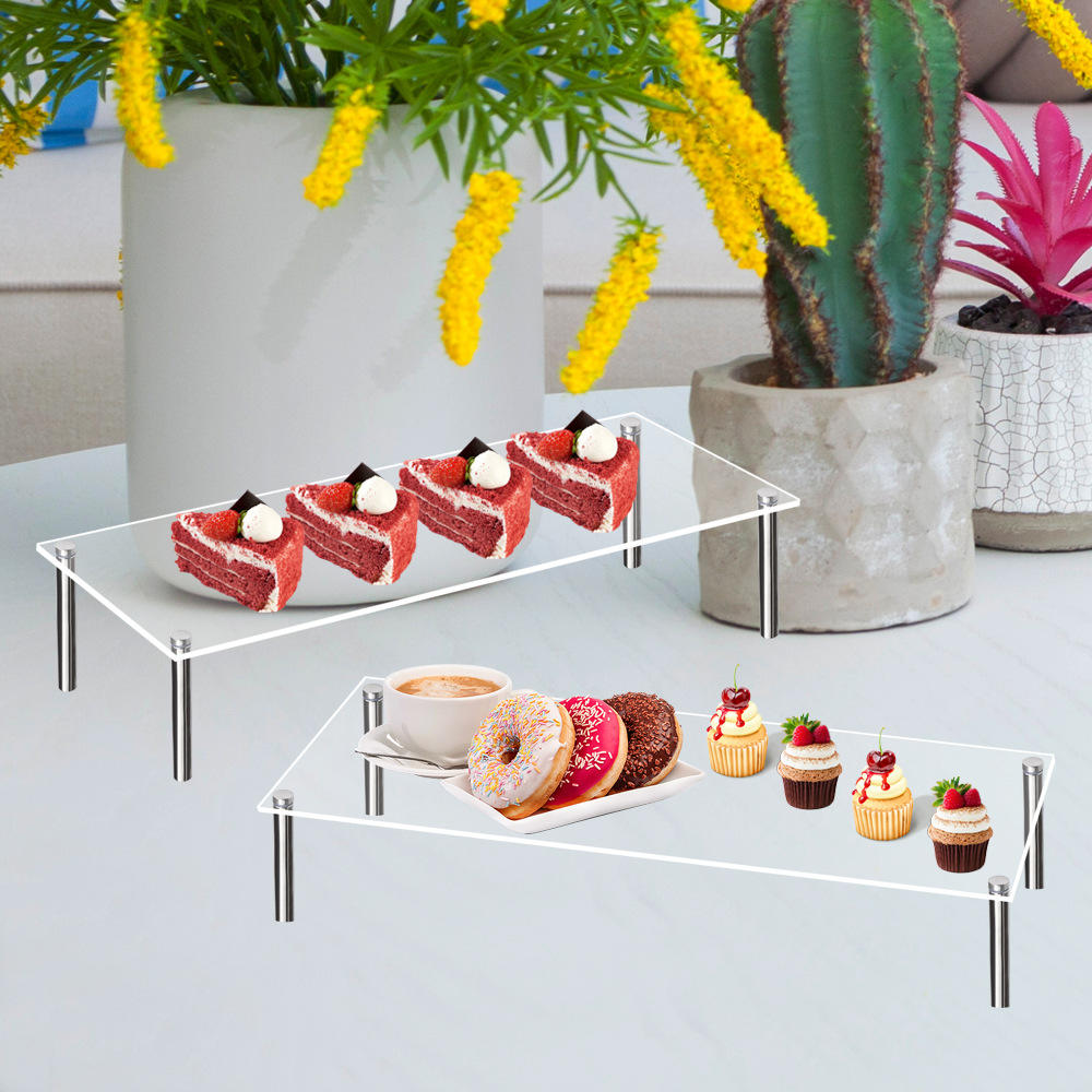 Stainless Steel Stand Acrylic Display Stands Clear Display Shelf Cupcake Display Riser Makeup Holder for Decoration Organizer