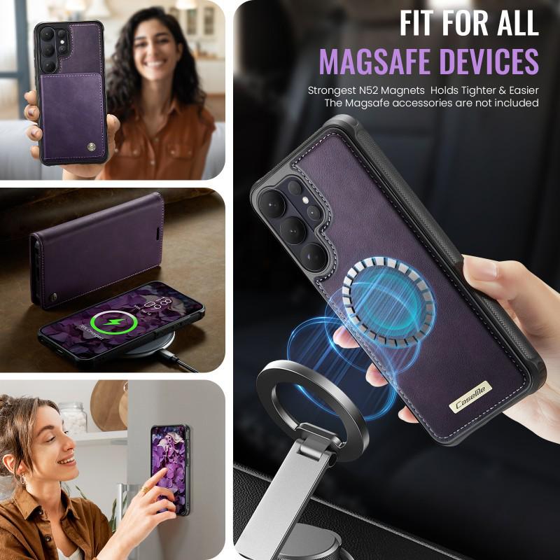 Magnetic Leather Case with Flip Cover for Samsung S26 ULTRA/S25 EDGE - MagSafe Wallet Style