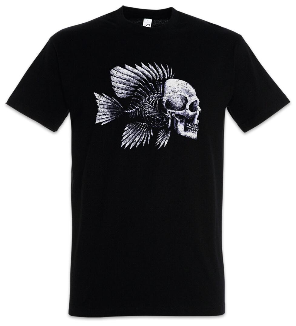 Fish Skull Mens T-Shirt Mens Womens Tees Top Skeleton Fish Skeleton Fish Fishing Fishing Angler XL