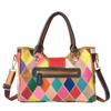 Damentasche Leder Rautensteppung Schulter-Umhängetasche Windfarbe Rindsleder Handtasche