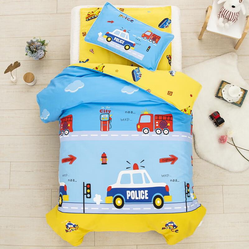 

Shengbei Happy Fire Truck Kids 3-Piece Nap Bedding Set