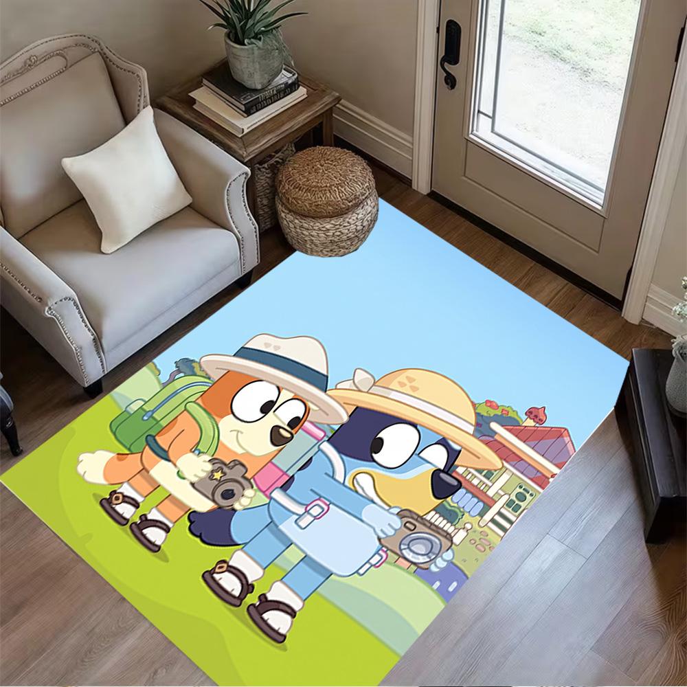 Bluey Friends Adventure Area Rug Perfect for Dormitory Foyer Study room Game Room Anti-slip Rug Anime Office Decor Perfect Birthday/Christmas Gift Ide