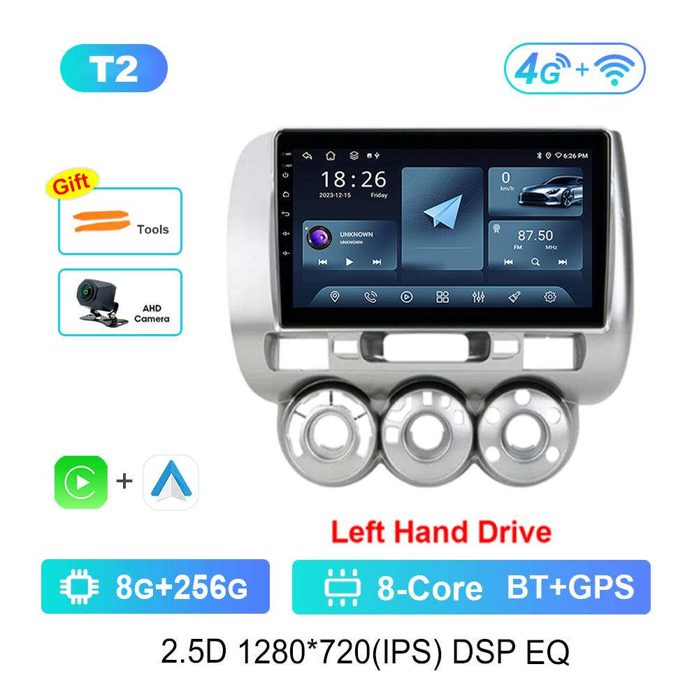 Left Hand Drive 9'' for Honda Jazz 1 GD 2001 - 2008 Car Radio Multimedia Player Android Intelligent System GPS Navi WiFi+4G BT